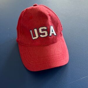 Women’s red USA Velcro ball cap